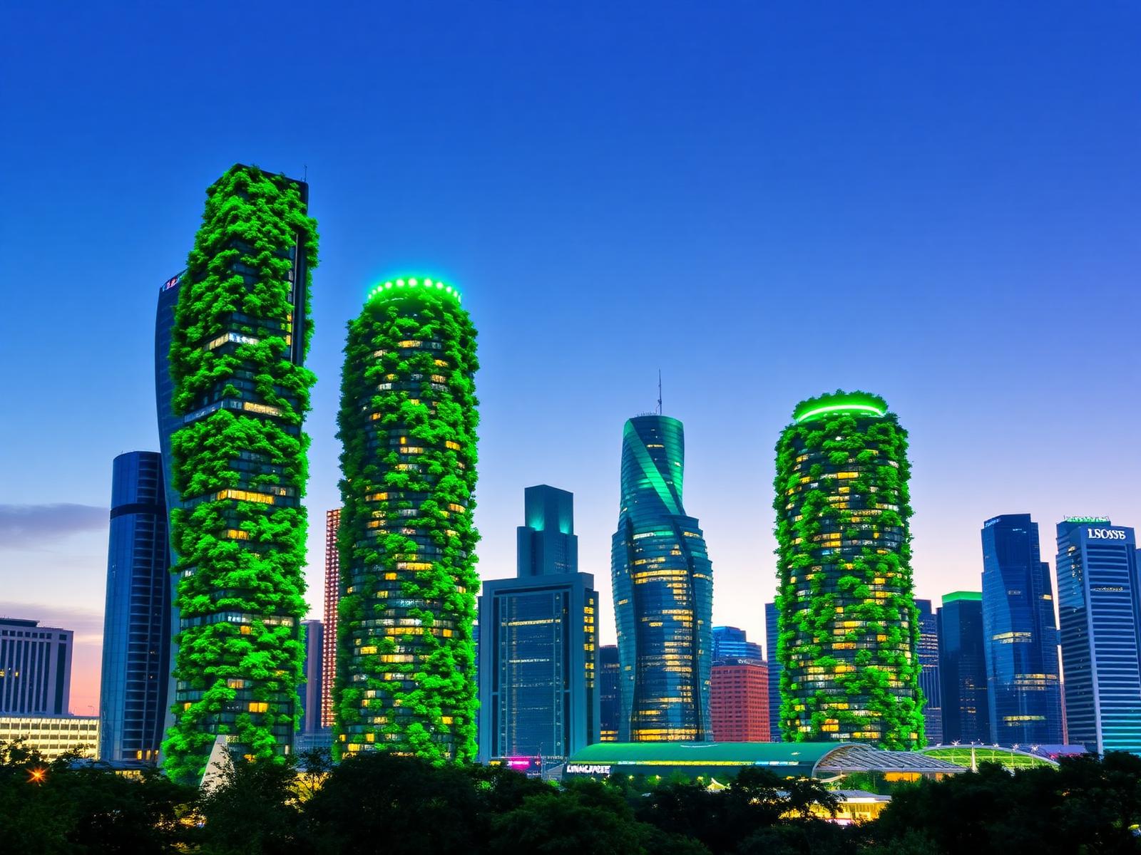 Singapore skyline with vertical gardens